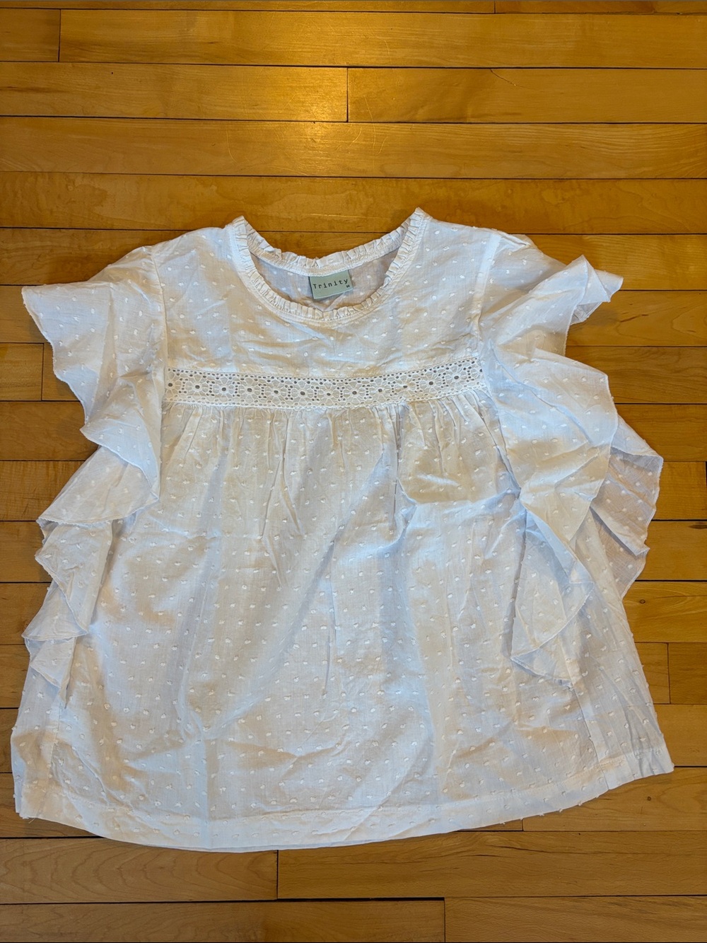 Trinity White Eyelet Ruffle-Sleeve Blouse